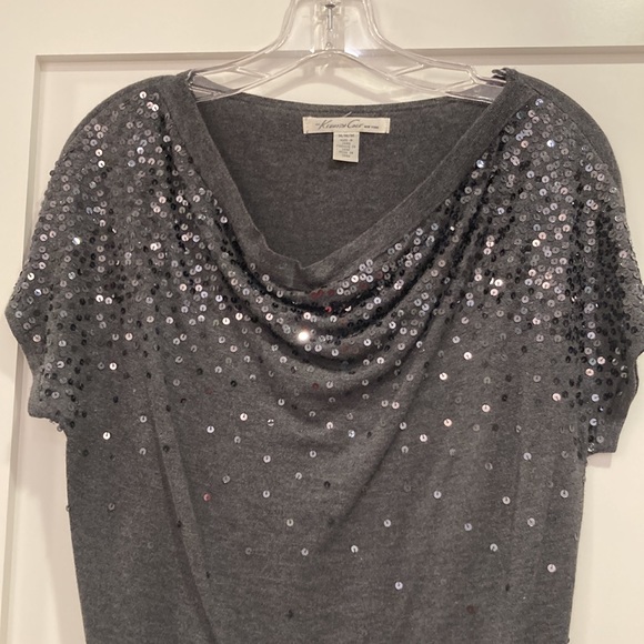 Kenneth Cole Short Sleeve Sweater Top with Sequins - Picture 2 of 4
